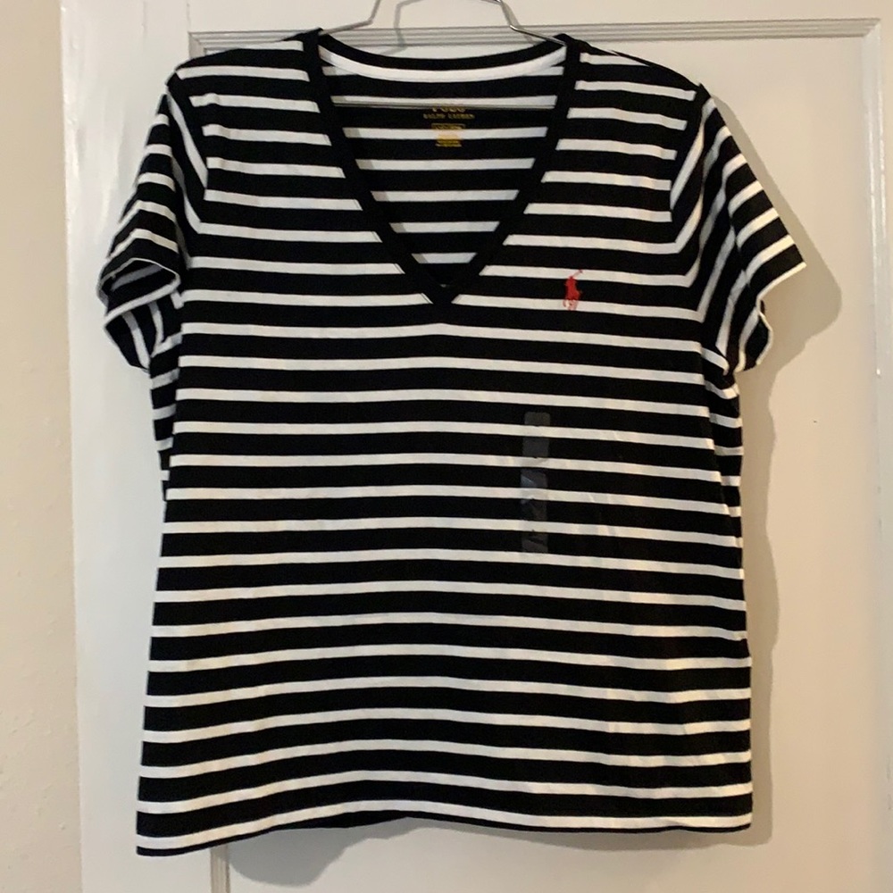 Polo black and white stripe t-shirt. Brand new